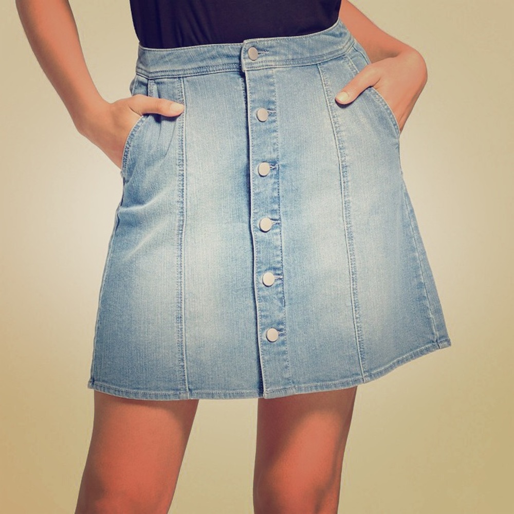 High Waisted Denim Skirt